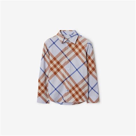 burberry slate blue|Check Cotton Shirt in Slate blue .